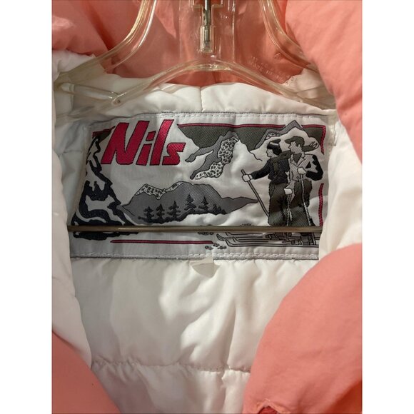 Vintage Nils Ski Suit Womens 8 Pink One Piece Insulated Snow Bib Retro 80s - Picture 4 of 12